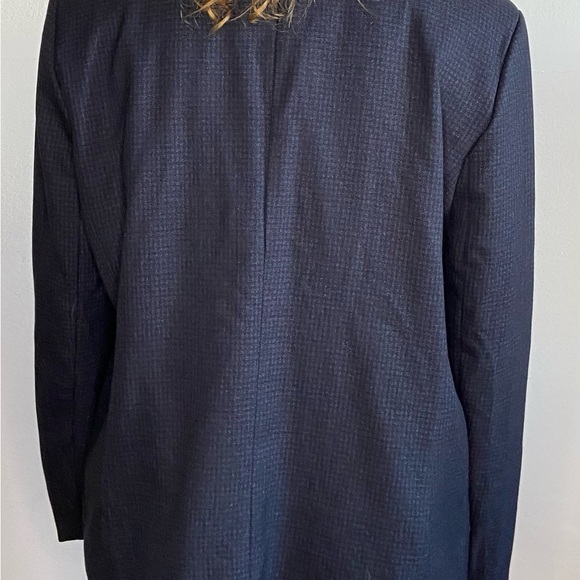 Dynamite Dark Navy Blue Checker Double Breasted Blazer - Picture 2 of 12